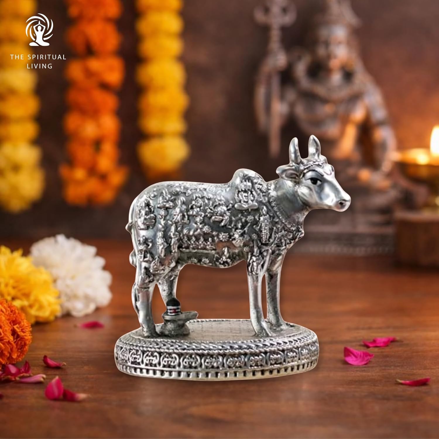 999 Silver Plated Nandi Idol | 3 Inch | Shivling | for Pooja |