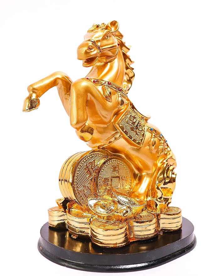 Gold Plated Horse with Wooden Base - 8 Inch