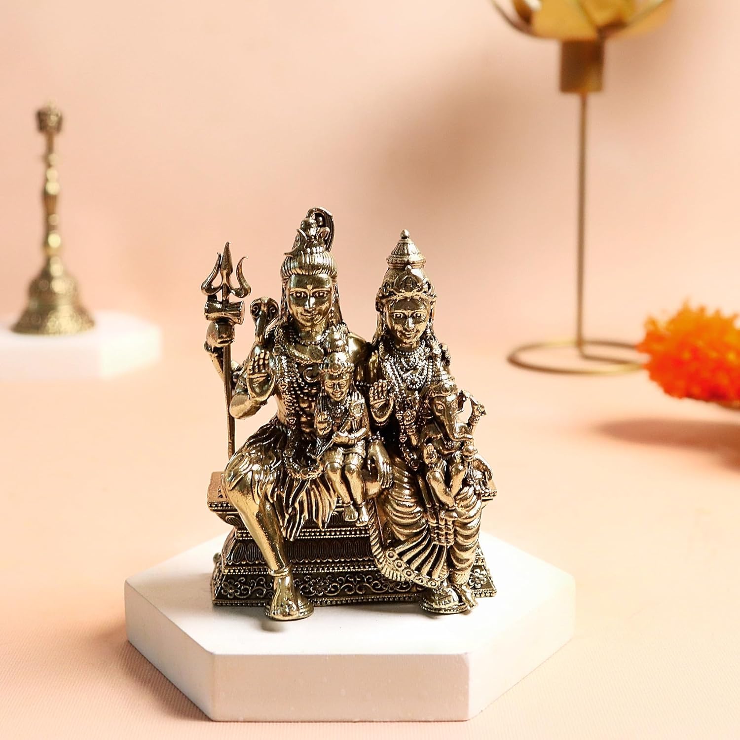 Premuim Brass Shiv Parivar Murti | 4 Inch | Shiv Parvati Ganesh Murugan | Family Idol