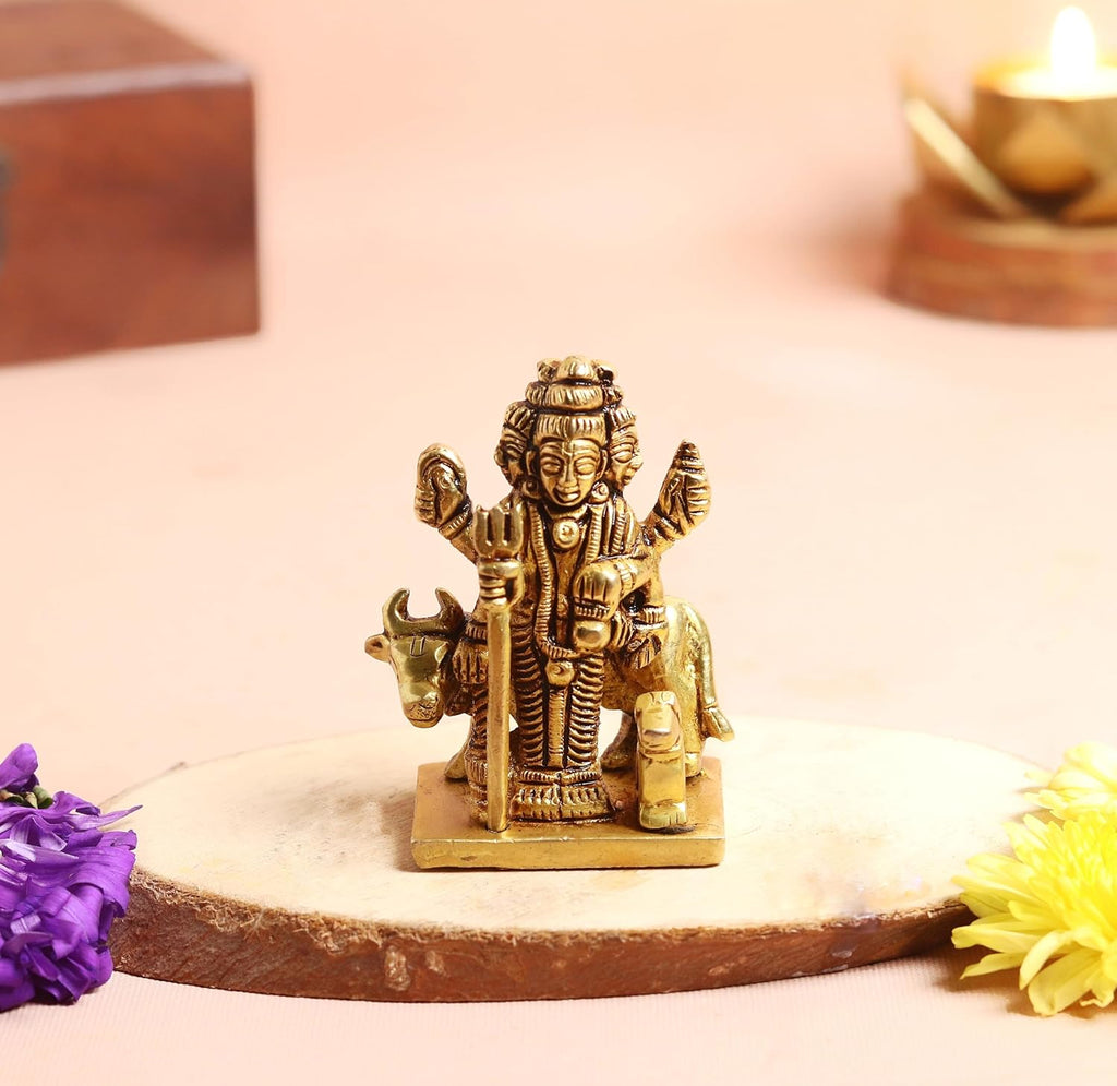 Pure Brass Dattatreya Swamy Idol | 3 Inch | Idol for Puja |Statue of Lord Dattatreya | Datta Sculpture | Murti | Pital |