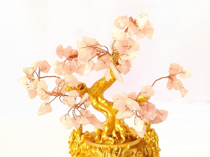 Natural Rose Quartz Crystal Tree of Life - 6 Inch