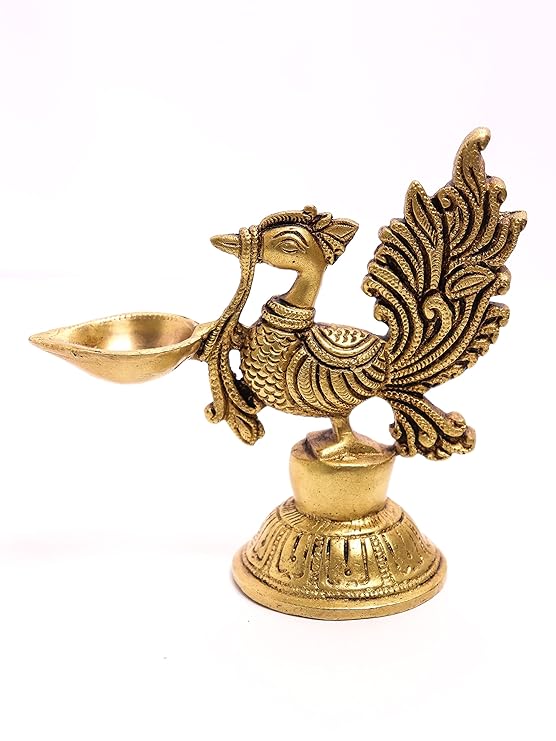 Brass Peacock Oil Lamp Diya