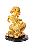 Gold Plated Horse with Wooden Base - 8 Inch