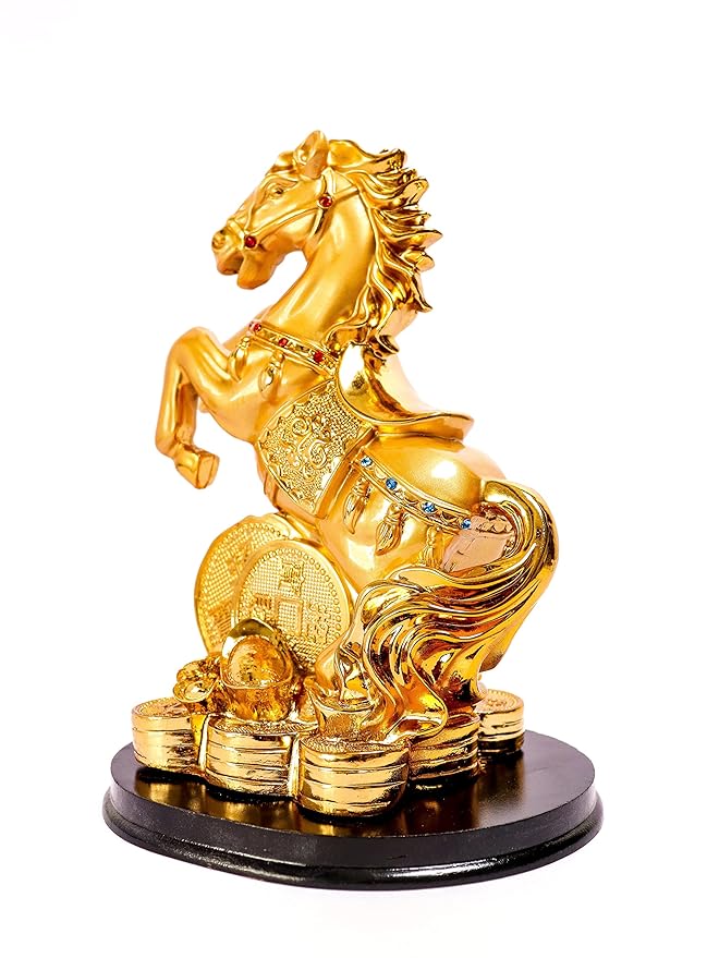 Gold Plated Horse with Wooden Base - 8 Inch