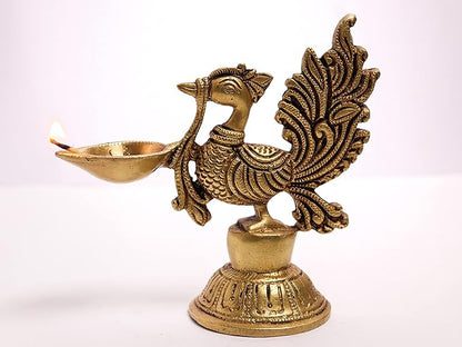 Brass Peacock Oil Lamp Diya