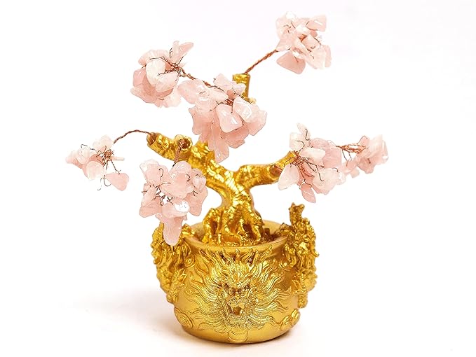 Natural Rose Quartz Crystal Tree of Life - 6 Inch