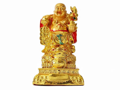 Resin Laughing Buddha on Frog (5 Inch)