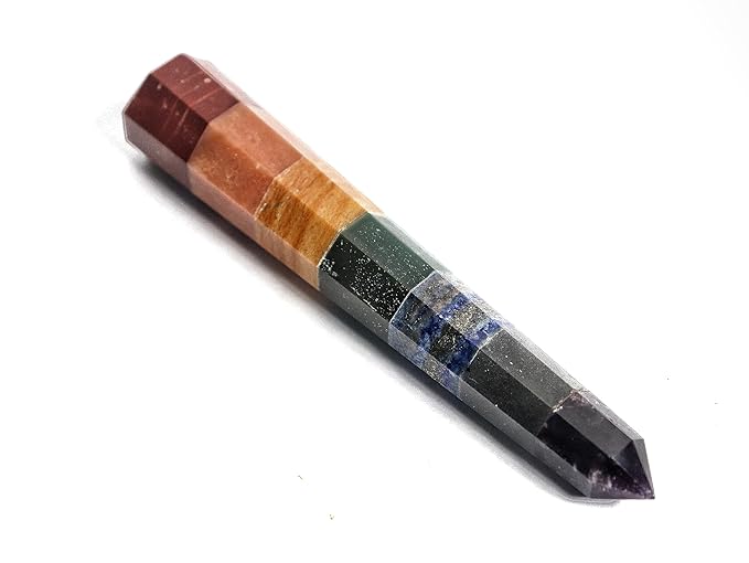 Selenite Seven Chakra Stone Crystal Wand