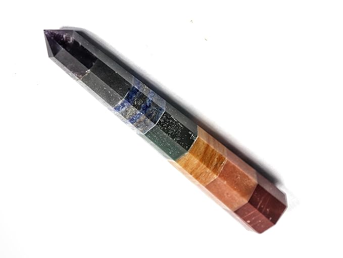 Selenite Seven Chakra Stone Crystal Wand