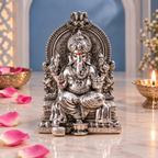 999 Silver Plated Laxmi Ganesh Saraswati Murti | 4 Inch | House Warming Gifts | Vastu | Idol |