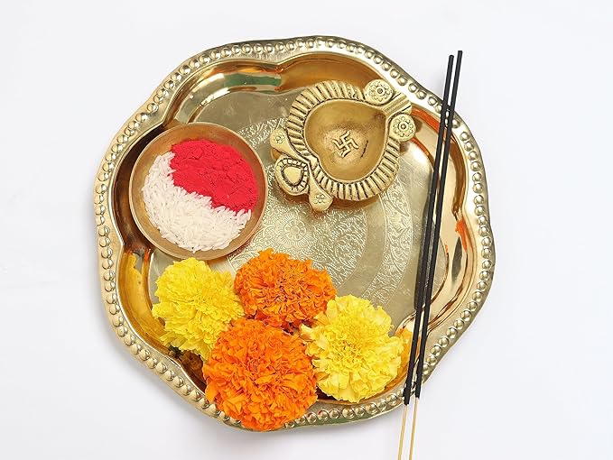 Leaf Shape Diya with Swastik & Om (Brass ) 3 INCH