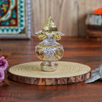 TSL Luxe Gold Mangal Kalash for Pooja | 3.5 Inch | with Coconut | for Showpiece | ॐ | Kamal | Shree | श्री | Shubh Labh Kalash |