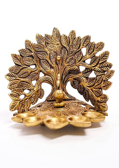 Tree Style Five Oil Wick (Brass) Diya