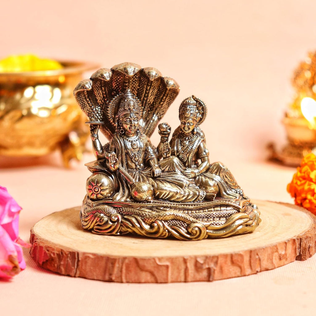 Brass Vishnu Laxmi on Sheshnag Idol | 2 Inch