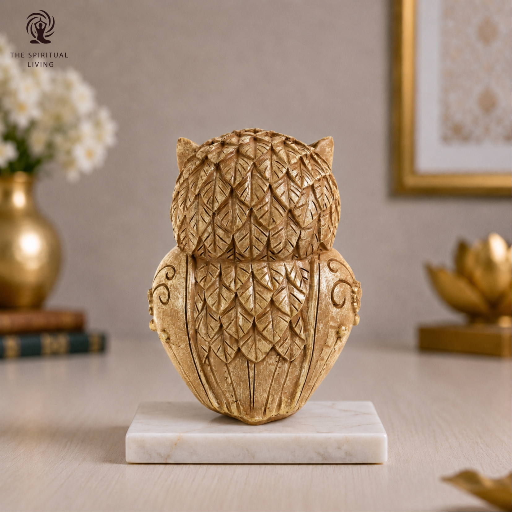 Owl Statue for Good Luck - 4 Inch (Beige)