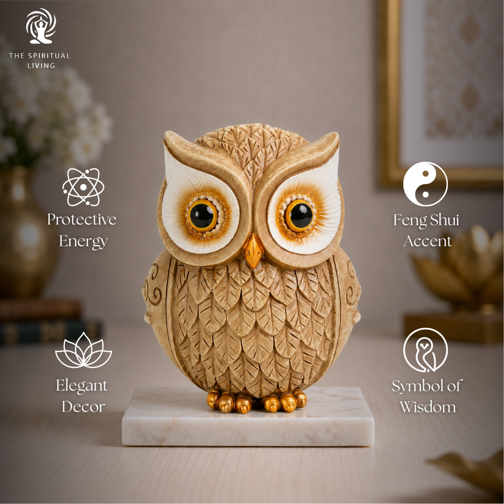 Owl Statue for Good Luck - 4 Inch (Beige)