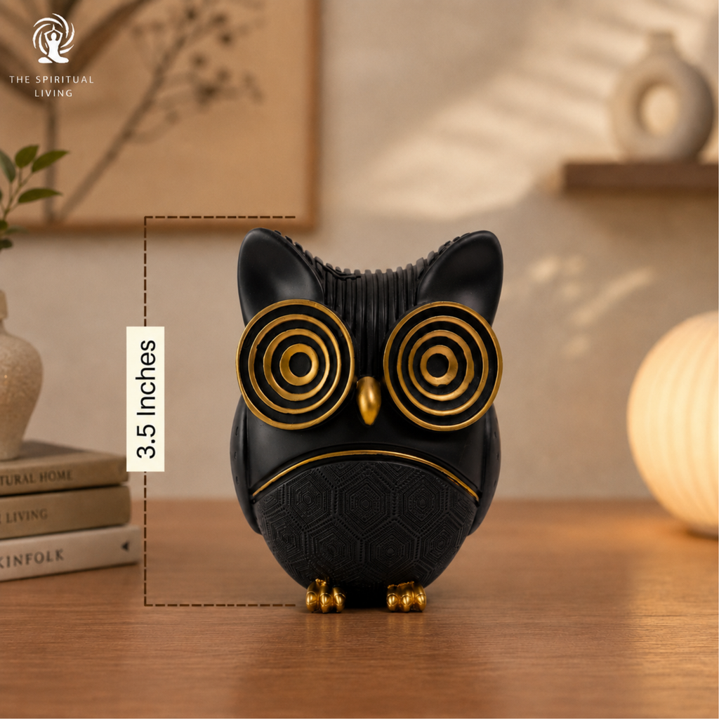 Owl Statue for Good Luck | 3.5 Inch | Showpiece | Home Decor |House Warming Gifts | Evil Eye | Nazar Battu |