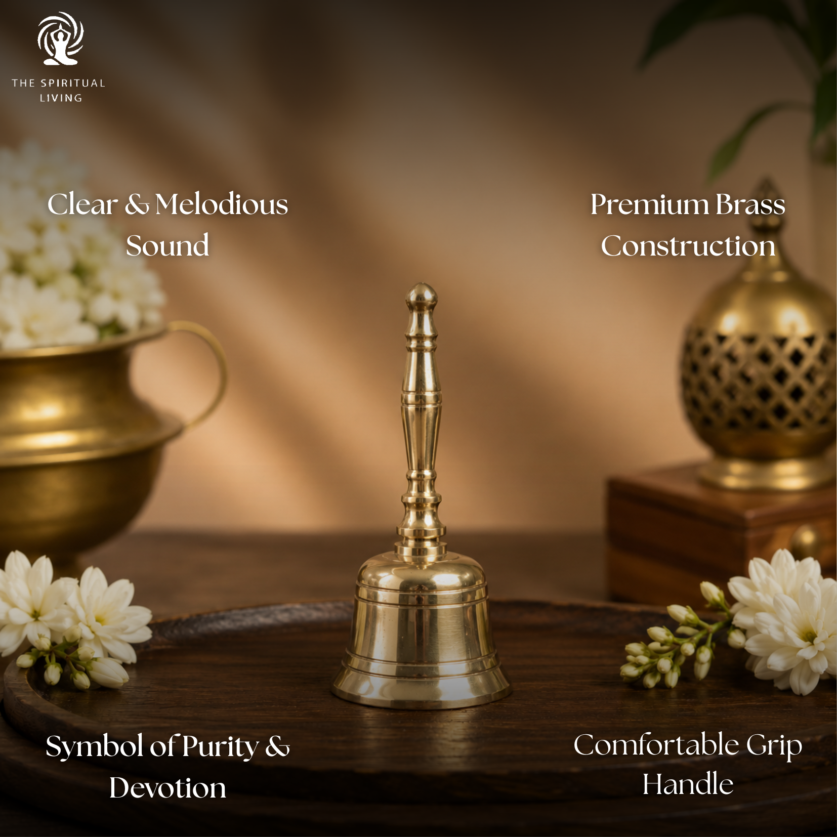 Brass Ghanti for Mandir - Pooja Room - Temple - 4 Inch
