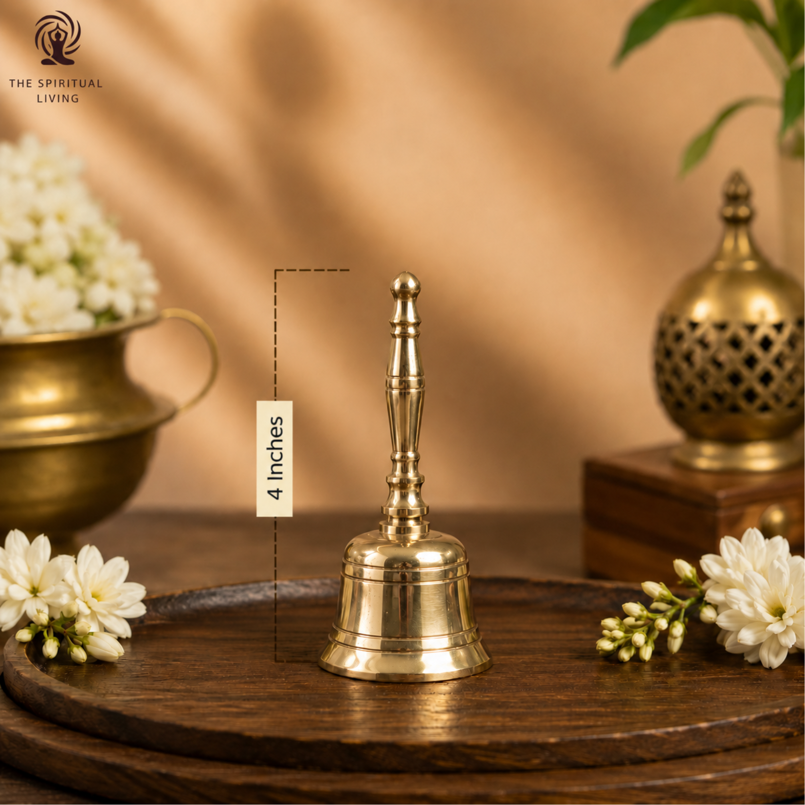 Brass Ghanti for Mandir - Pooja Room - Temple - 4 Inch