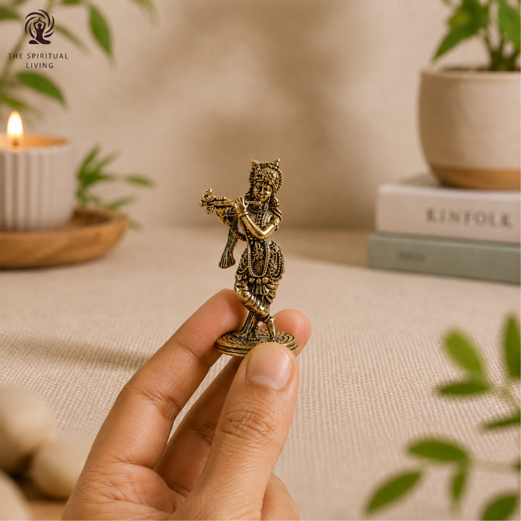 Lord Krishna Statue Playing Flute | 2.5 Inch | Idol Small | Murti | Kanha for Home Temple Puja | Murli Manohar | જય શ્રી કૃષ્ણ |