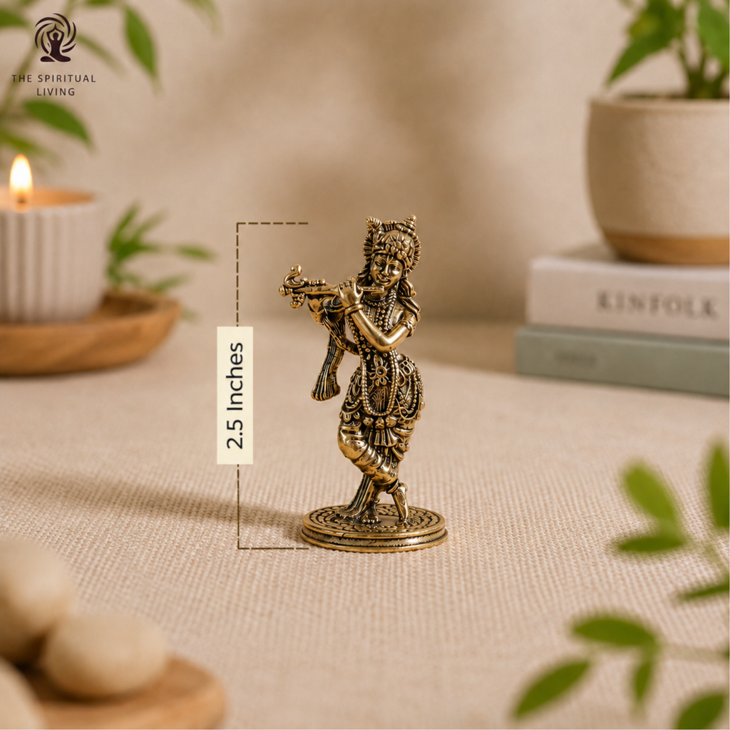 Lord Krishna Statue Playing Flute | 2.5 Inch | Idol Small | Murti | Kanha for Home Temple Puja | Murli Manohar | જય શ્રી કૃષ્ણ |