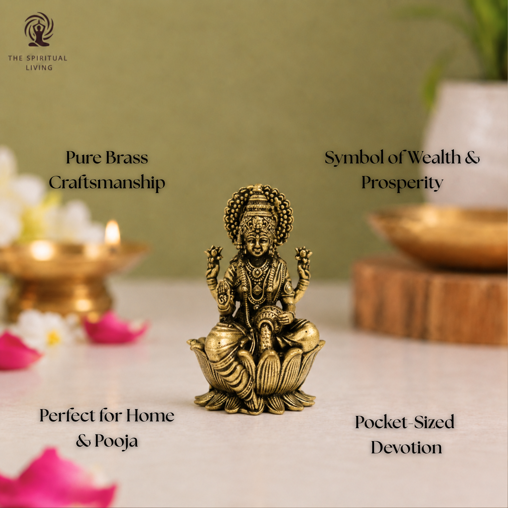 Pure Brass Lakshmi Devi Idol | 2 Inch | Idol For Pooja Room - Home Decor |
