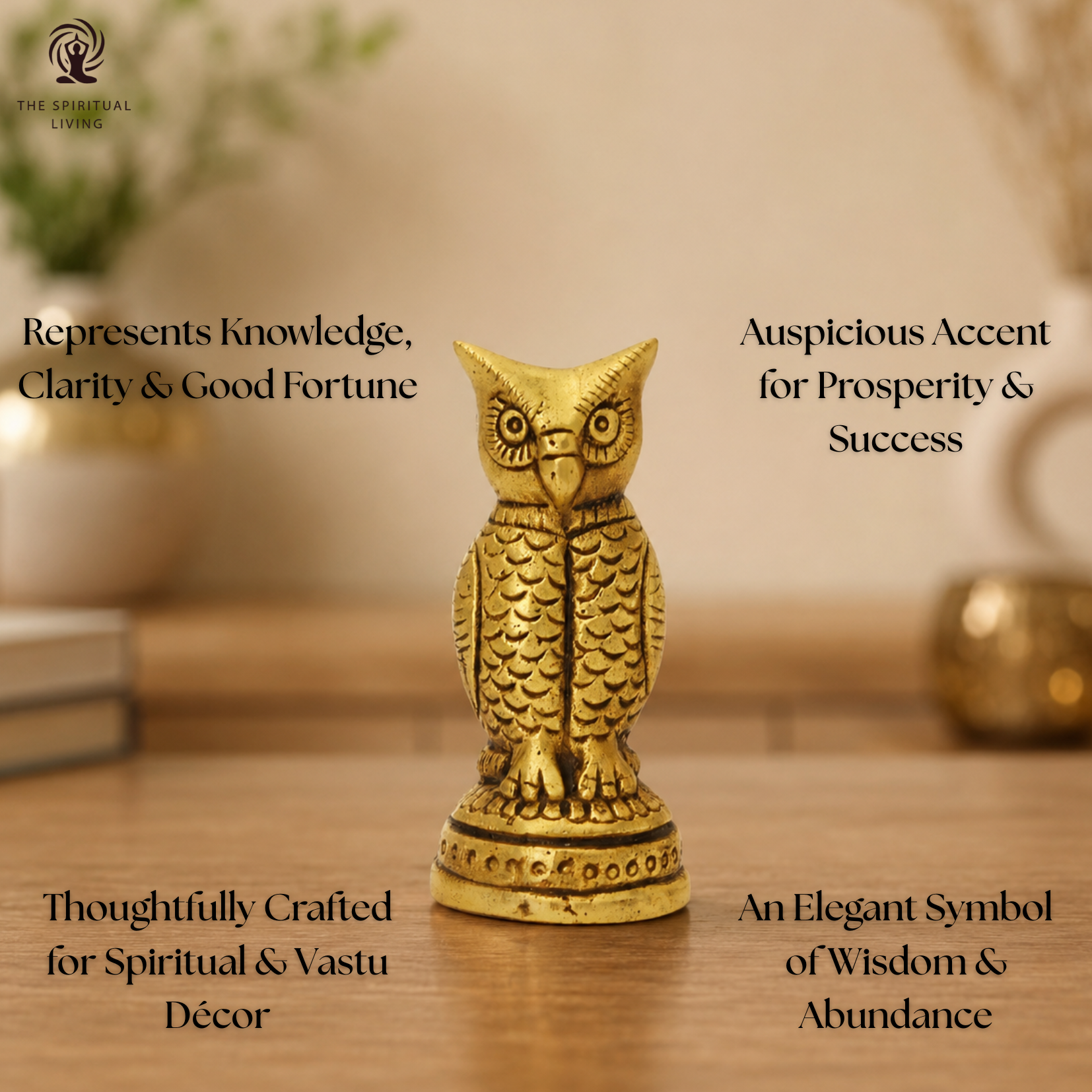 Brass Owl Statue for Vastu - 2.5 Inch