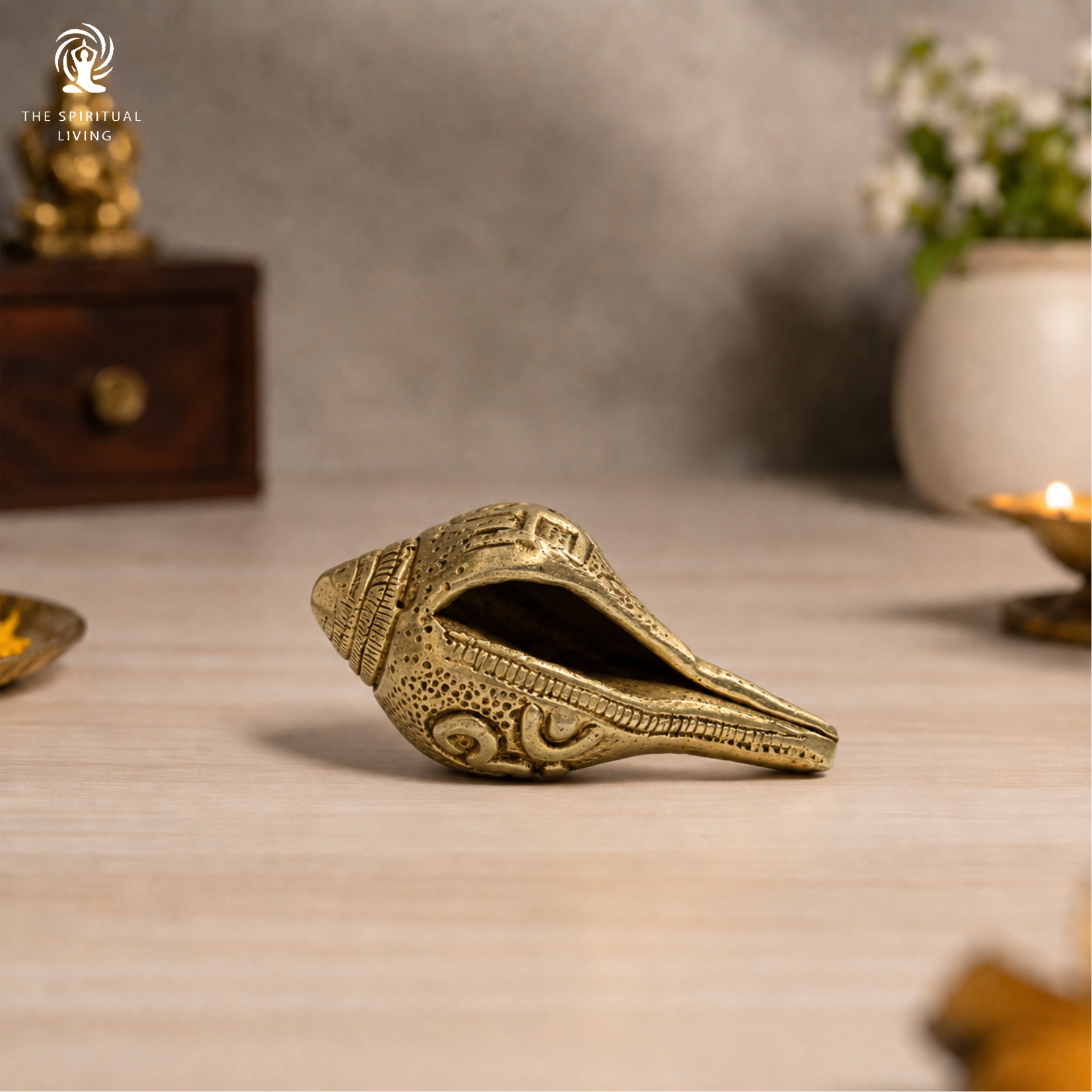 Brass Shankh | 2.5 Inch | Om Swastik Design | Decorative Conch Shell | Murti |  Vastu | Puja Samagri | शंख |