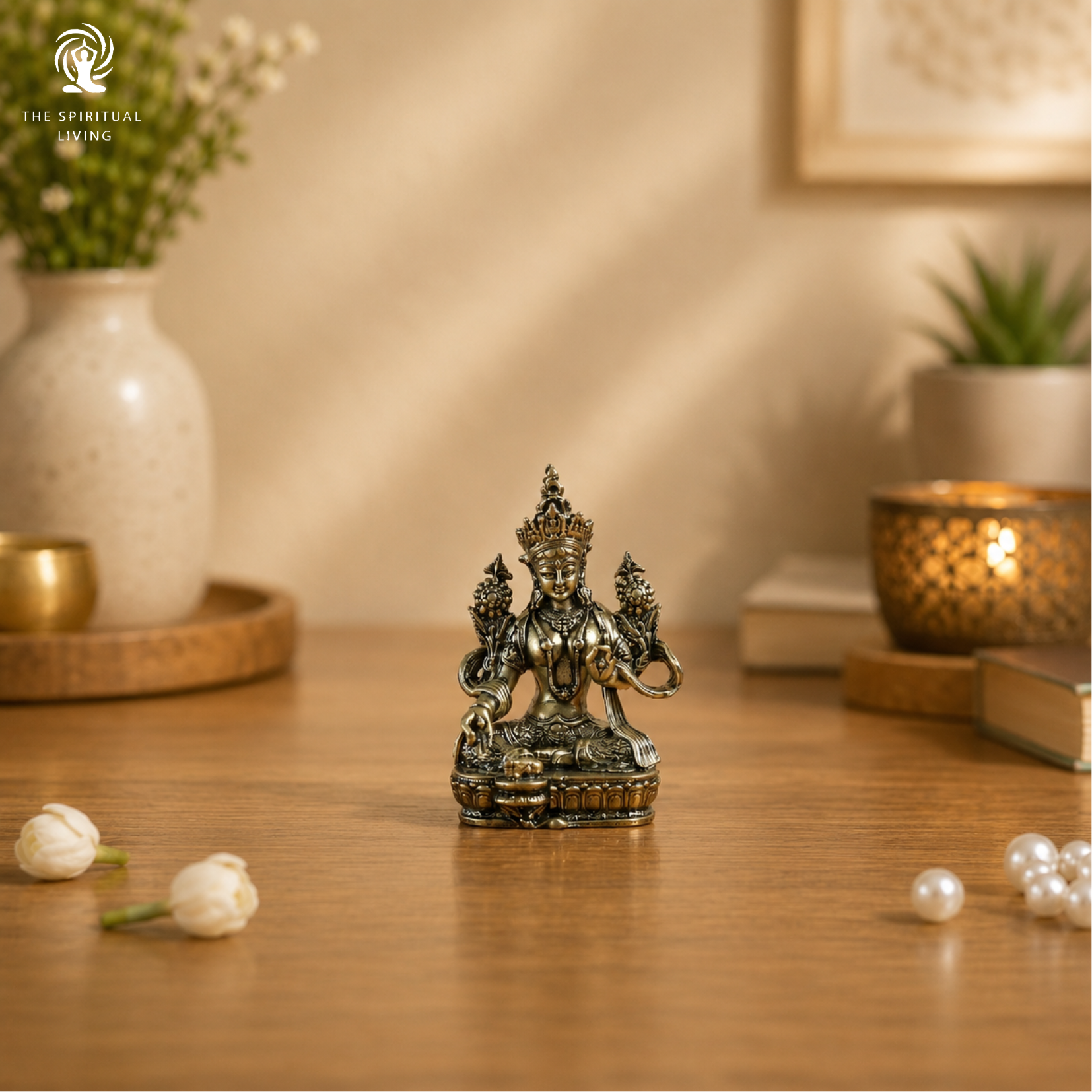 Brass Tara Devi Idol | 2 Inch | Statue | Maa Tara Murti for Home Temple | Religious Shree Green Tara | Mahavidya |