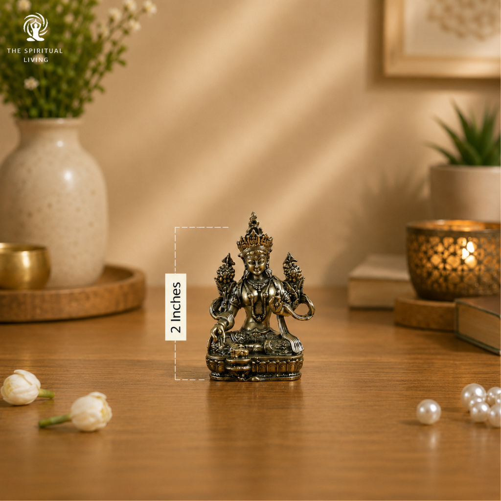 Brass Tara Devi Idol | 2 Inch | Statue | Maa Tara Murti for Home Temple | Religious Shree Green Tara | Mahavidya |