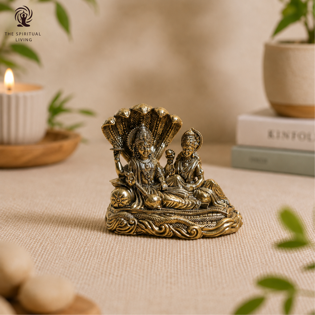 Brass Vishnu Laxmi on Sheshnag Idol | 2 Inch