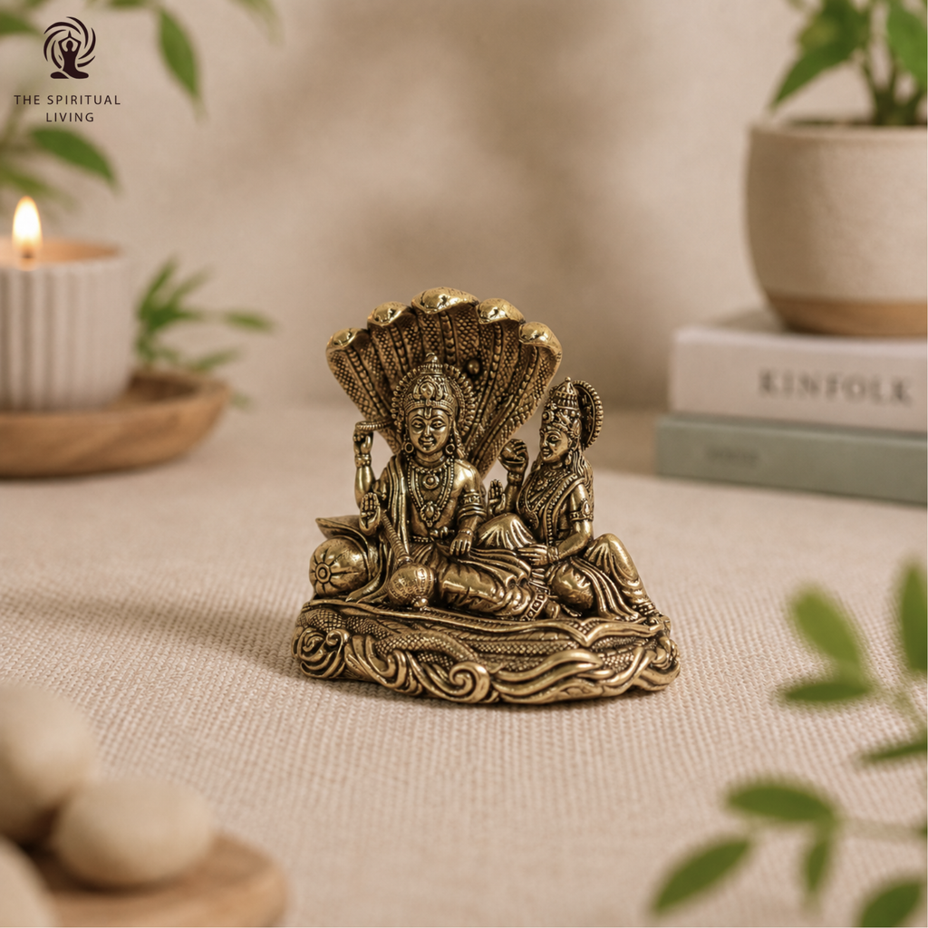 Brass Vishnu Laxmi on Sheshnag Idol | 2 Inch