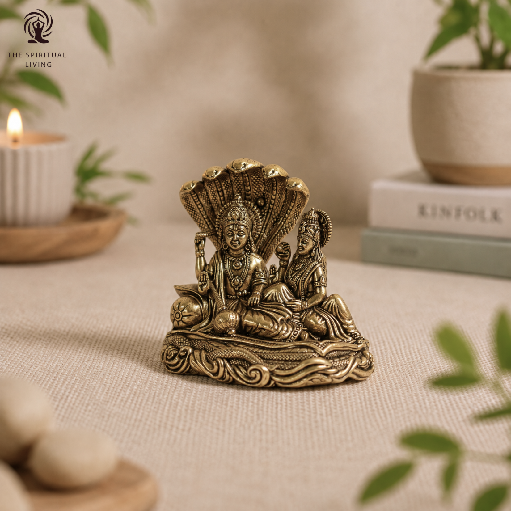 Brass Vishnu Laxmi on Sheshnag Idol | 2 Inch