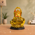 Laughing Buddha Idol on Arowana Fish | 4 Inch |