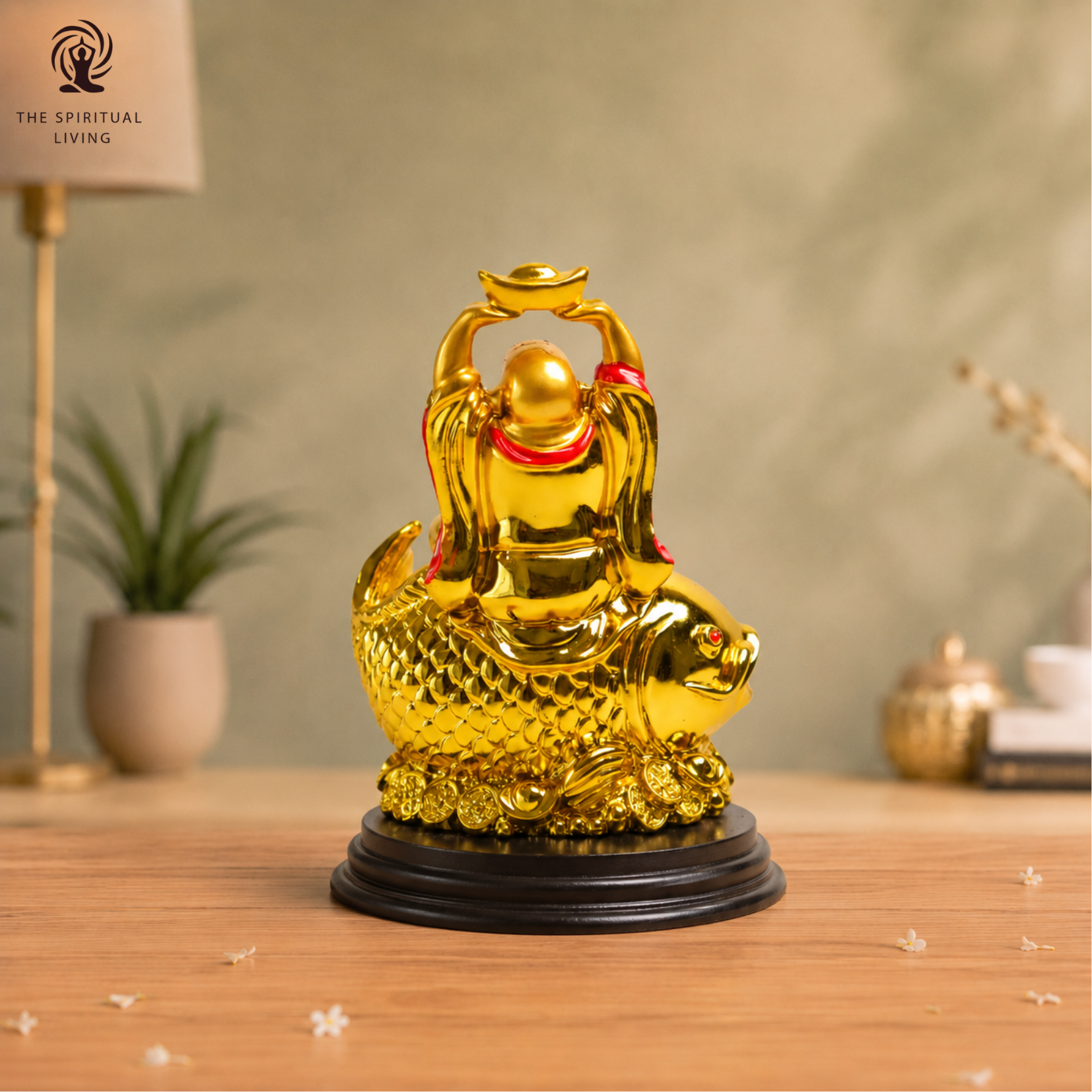 Laughing Buddha Idol on Arowana Fish | 4 Inch |