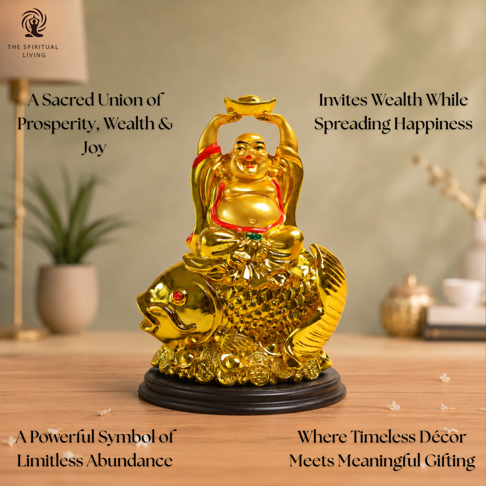 Laughing Buddha Idol on Arowana Fish | 4 Inch |