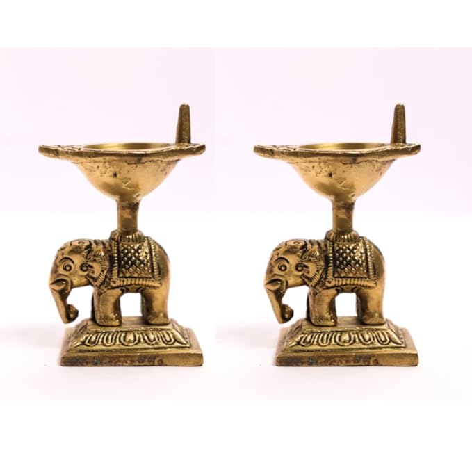 Elephant Diya ( Brass) (Pack of 2)