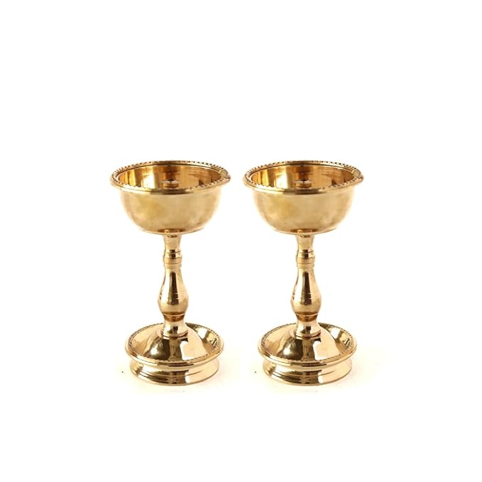 Brass Udupi Nanda Akhand Jyoth Diya (Pack of 2)