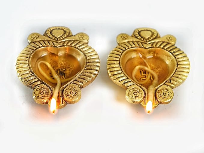Leaf Shape Diya with Swastik & Om (Brass ) 3 INCH