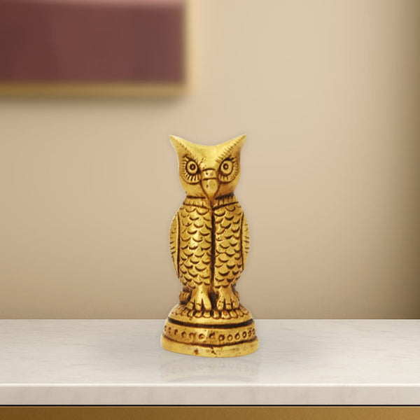 Brass Owl Statue for Vastu - 2.5 Inch