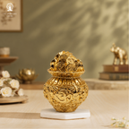 Gold Plated Coin Kalash | 2.5 Inch | Wealth Pot | Potli | Decorative | Vastu | Kuber | Laxmi |