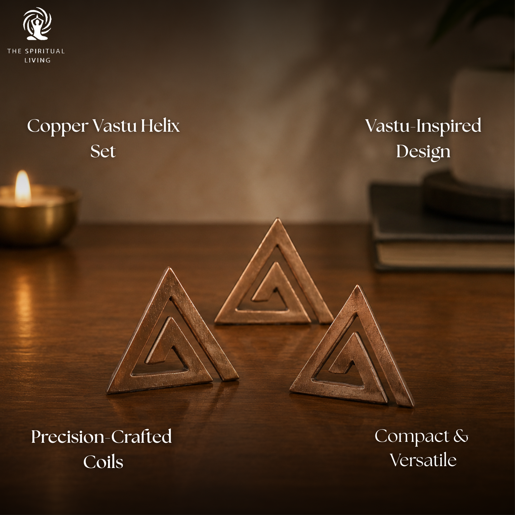 Copper Vastu Helix for South East - 2 Inch - Pack of 3