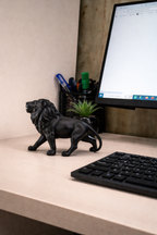Resin Lion Showpiece for Home Decor | 4 Inch | Vastu | Figurine | Black | Statue |