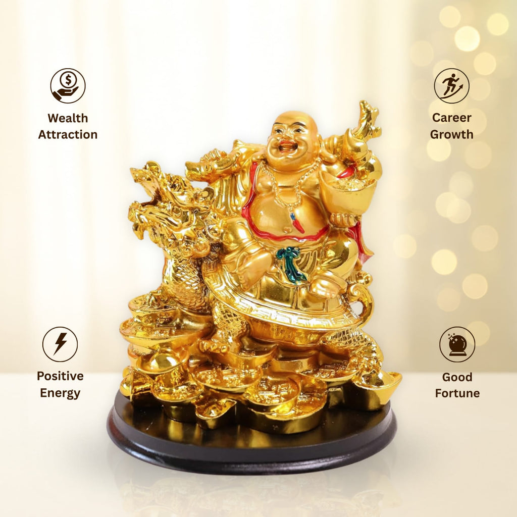 Laughing Buddha On Dragon Tortoise | 5 Inch |