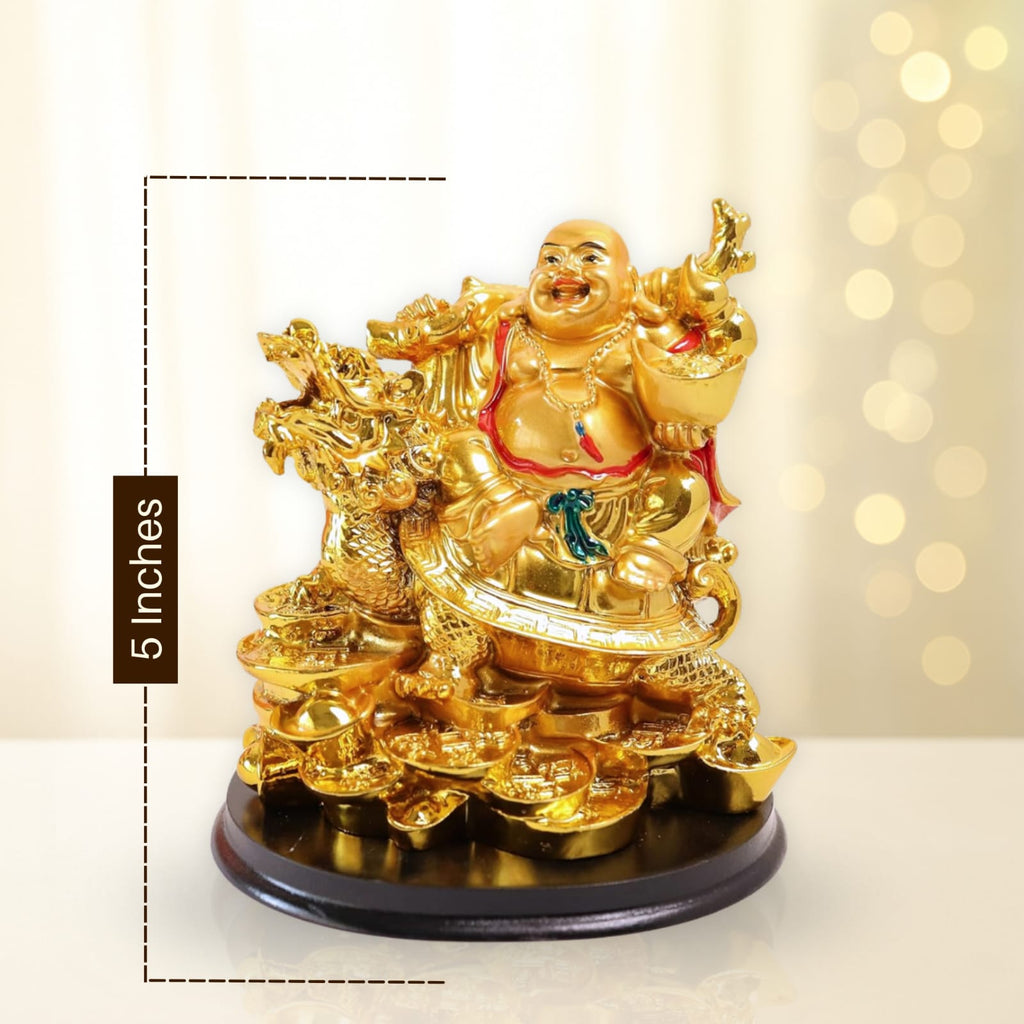 Laughing Buddha On Dragon Tortoise | 5 Inch |