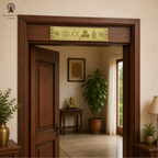 Brass Dwar Patti | 7 Inch | For Main Door Outside | Sudarshan Chakra| Shatkona | Triskelion |