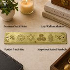 Brass Dwar Patti | 7 Inch | For Main Door Outside | Sudarshan Chakra| Shatkona | Triskelion |