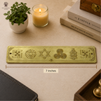 Brass Dwar Patti | 7 Inch | For Main Door Outside | Sudarshan Chakra| Shatkona | Triskelion |