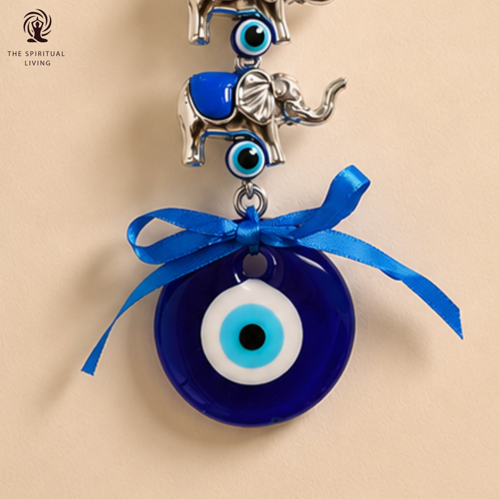 Evil Eye Wall Hanging with 3 Elephants | 9 Inch