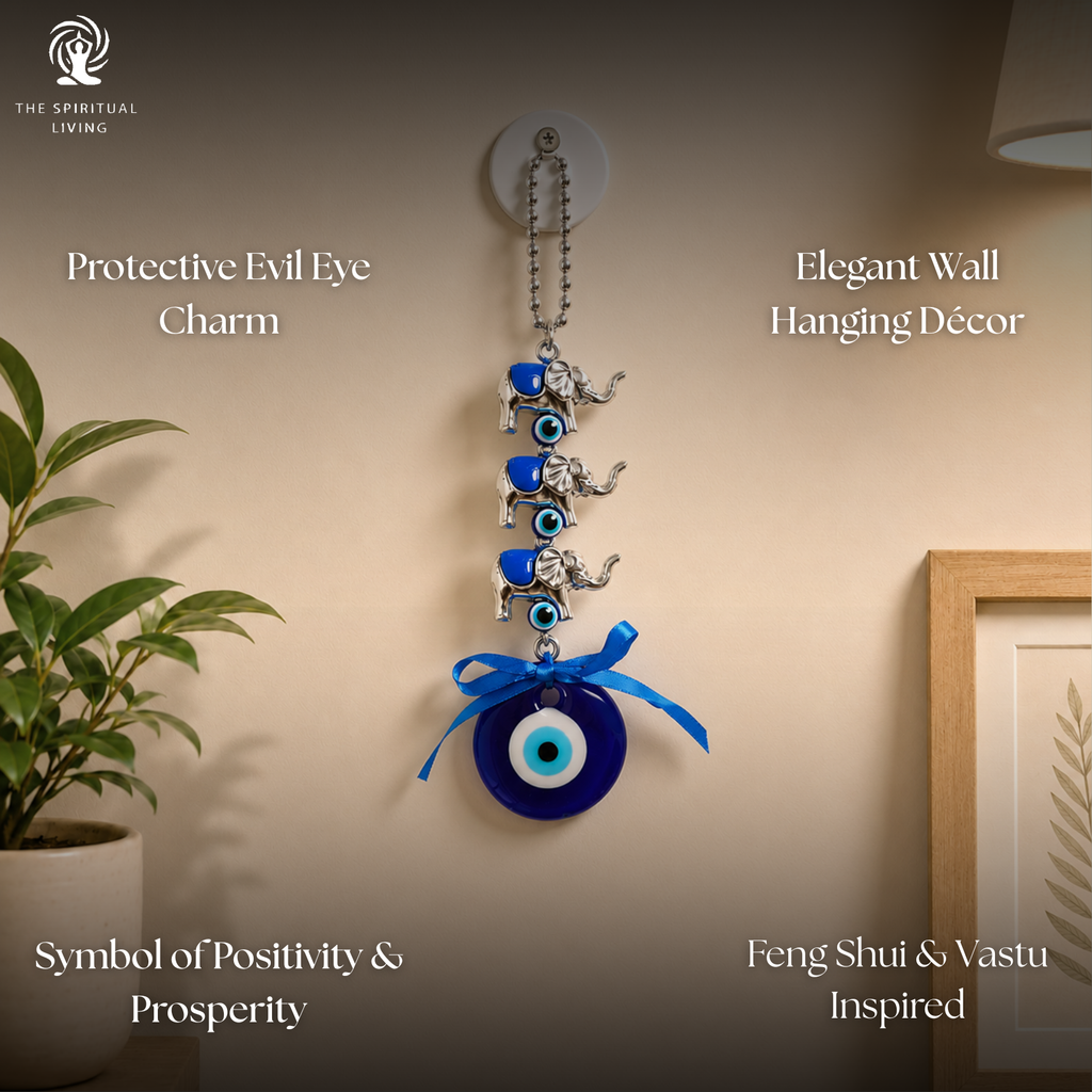 Evil Eye Wall Hanging with 3 Elephants | 9 Inch